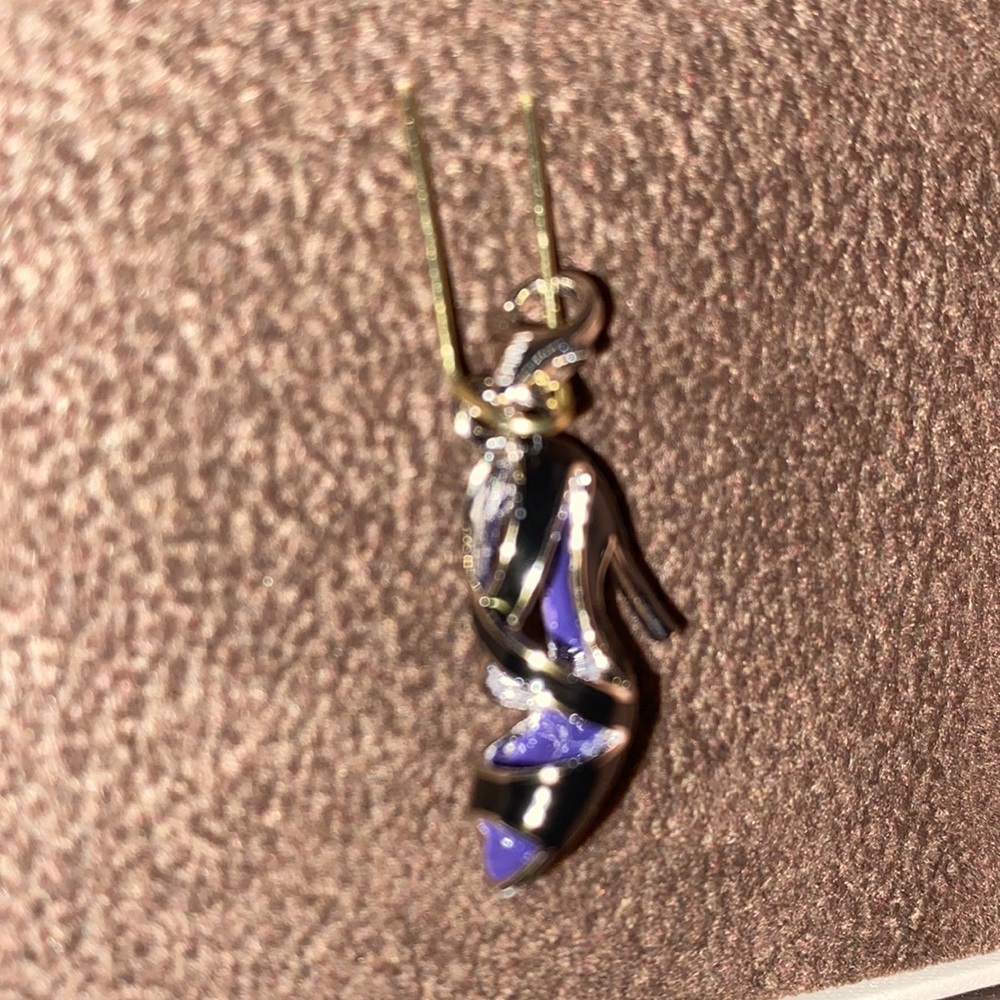 High Heel shoe charm Black Enamel Sterling Silver